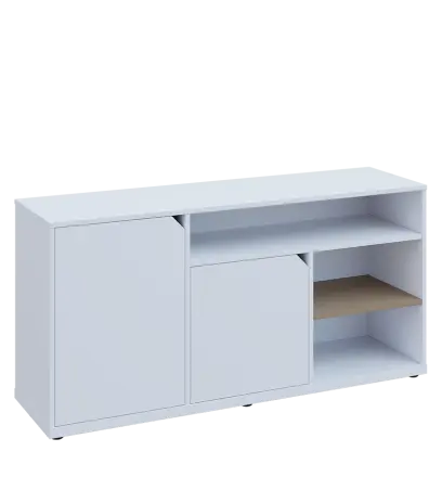 KU2-15DN3 L skříňka nízká 2-dveřová, nika, 740x1522x400, provedení levé, korpus a dvířka bílá sněžná/police latte